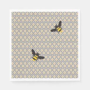 Serviette En Papier Retro Bees et Honeycomb Grille Motif