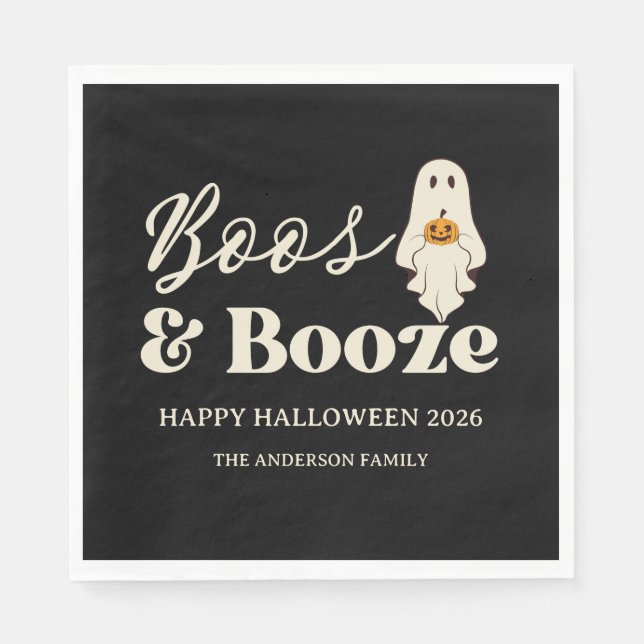 Serviette En Papier  Retro Boos & Booze Spooky Halloween (Devant)