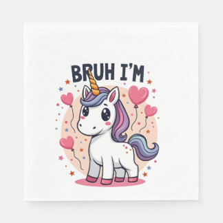 Serviette En Papier Rétro Bruh J'ai 8 Licorne Anniversaire Mignon Rétr