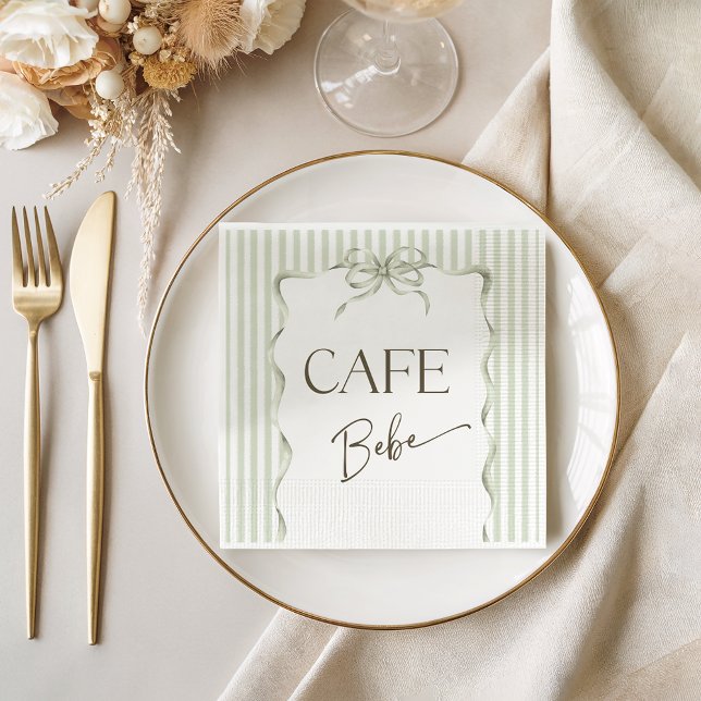 Serviette En Papier Retro Cafe Bebe Arc Bow Café Baby Shower (Créateur téléchargé)
