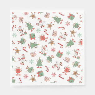 Serviette En Papier Retro Chillin' avec mes neiges Noël