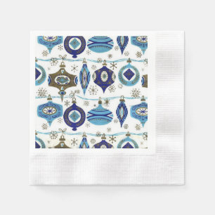 Serviette En Papier Retro Christmas,Blue and White Paper Napkins