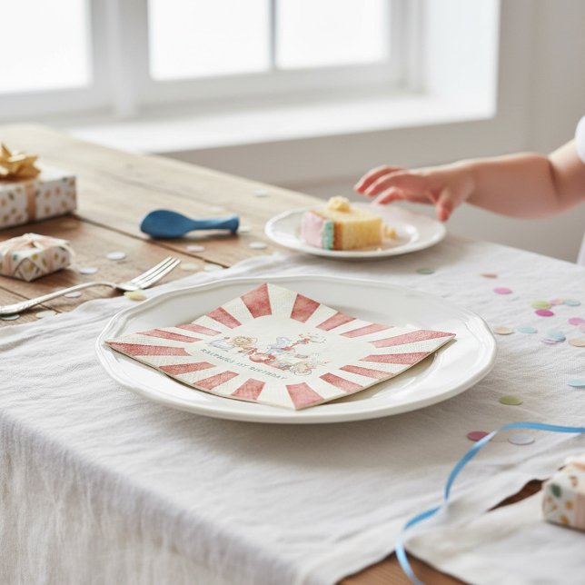 Serviette En Papier Retro Circus Theme Birthday Paper Napkins (Créateur téléchargé)