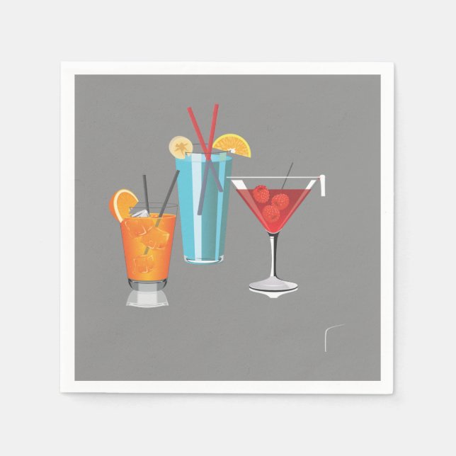 Serviette En Papier Retro Cocktail Trio (Devant)