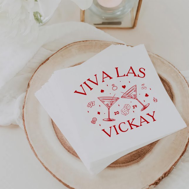 Serviette En Papier Retro Cocktails Bachelorette Party Red Paper (Créateur téléchargé)