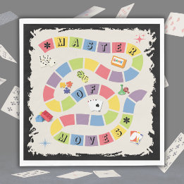 Serviette En Papier Retro Colorful Board Game Master of Moves Napkins