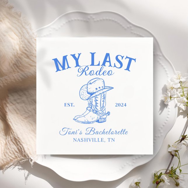Serviette En Papier Retro Cowboy Blue Bachelorte Party (Créateur téléchargé)