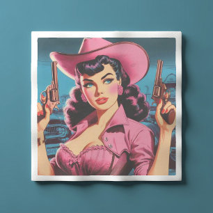 Serviette En Papier Retro Cute Cowgirl