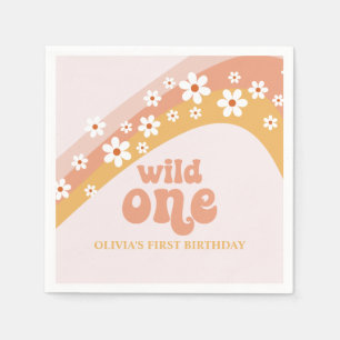 Serviette En Papier Retro Daisy Boho Wild One Rainbow Napkins