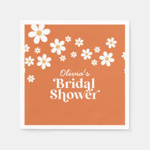 Serviette En Papier Retro Daisy brûlé orange nuptiale douche