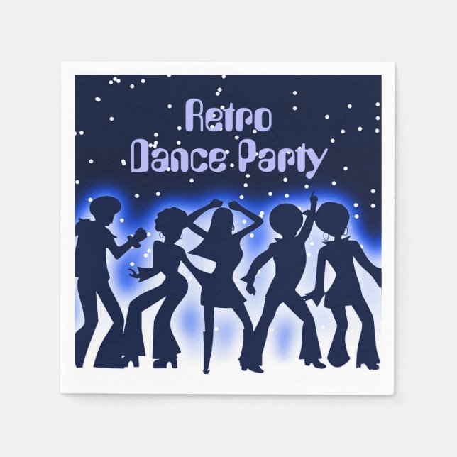 Serviette En Papier Retro Dance Party Bleu (Devant)