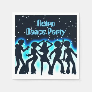 Serviette En Papier Retro Dance Party Turquoise