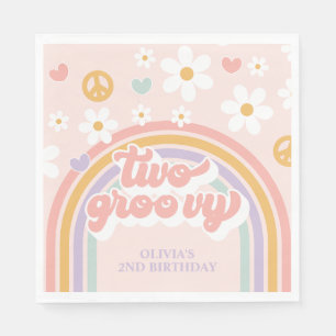 Serviette En Papier Rétro Deux Fille Groovy Arc-en-ciel 2e Anniversair