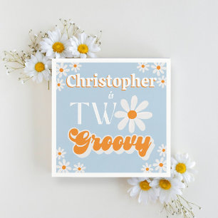 Serviette En Papier Retro Deux garçons Super 2e anniversaire