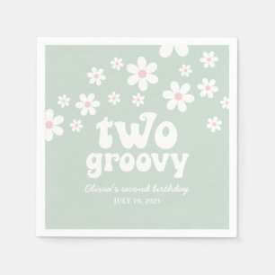 Serviette En Papier Rétro Deux Groovy marguerite boho floral deuxième