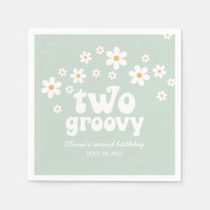 Serviette En Papier Rétro Deux Groovy marguerite boho floral deuxième