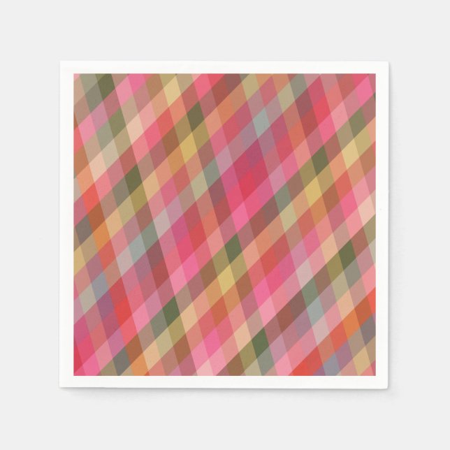 Serviette En Papier Retro Diagonal Noël Plaid mignonne Preppy Holiday (Devant)