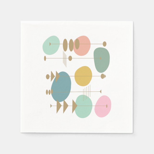 Serviette En Papier Retro Espace Atmosphérique Moyen Siècle Moderne (Devant)