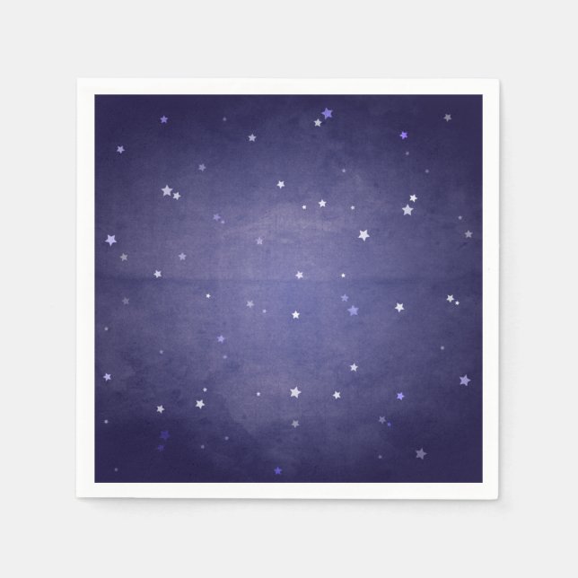 Serviette En Papier Retro Faded Blue and White Stars Party (Devant)