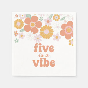 Serviette En Papier Retro Floral Five est une Vibe pour un 5ème annive