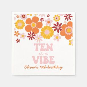 Serviette En Papier Retro Floral Ten est une ambiance 10e anniversaire