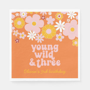 Serviette En Papier Retro Floral Young Wild Napkins de trois ans