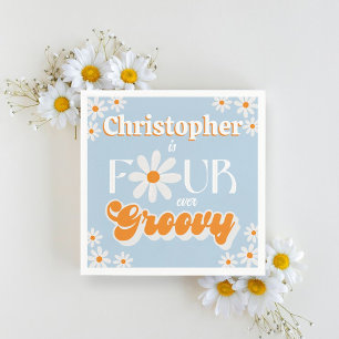 Serviette En Papier Retro Four Ever Super Boys 4e anniversaire