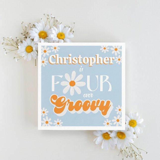 Serviette En Papier Retro Four Ever Super Boys 4e anniversaire (Créateur téléchargé)