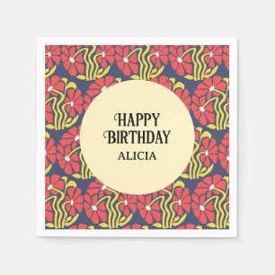Serviette En Papier Retro Funky Super Trippy Daisy Floral Anniversaire