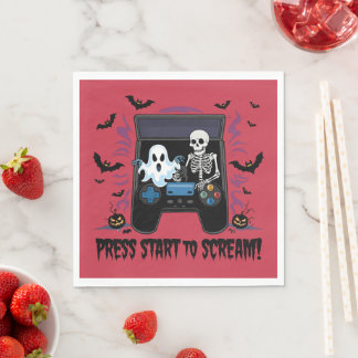 Serviette En Papier Rétro Gamer Halloween - Squelette Borne d'arcade