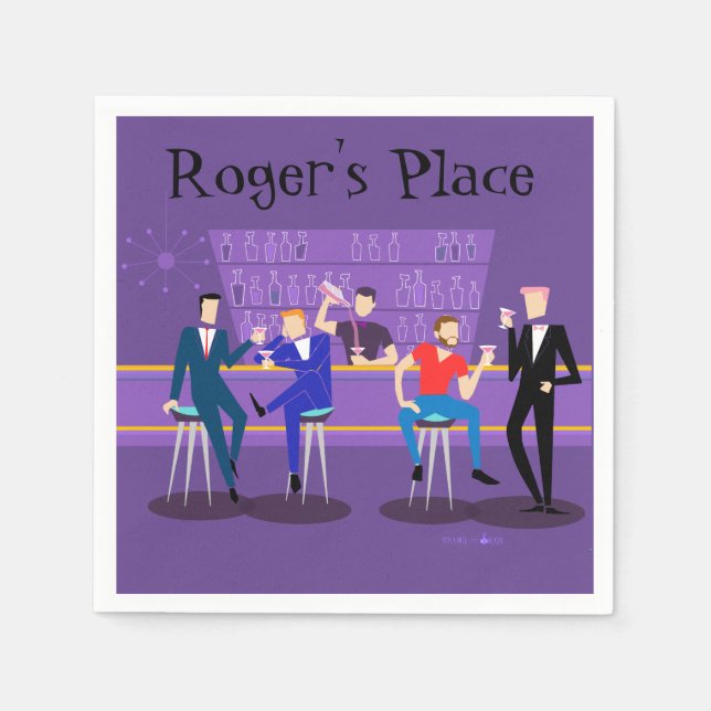 Serviette En Papier Retro Gay Bar Cocktail Napins (Devant)