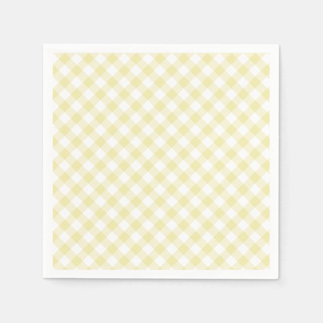 Serviette En Papier Retro Gingham Butter Yellow (Devant)