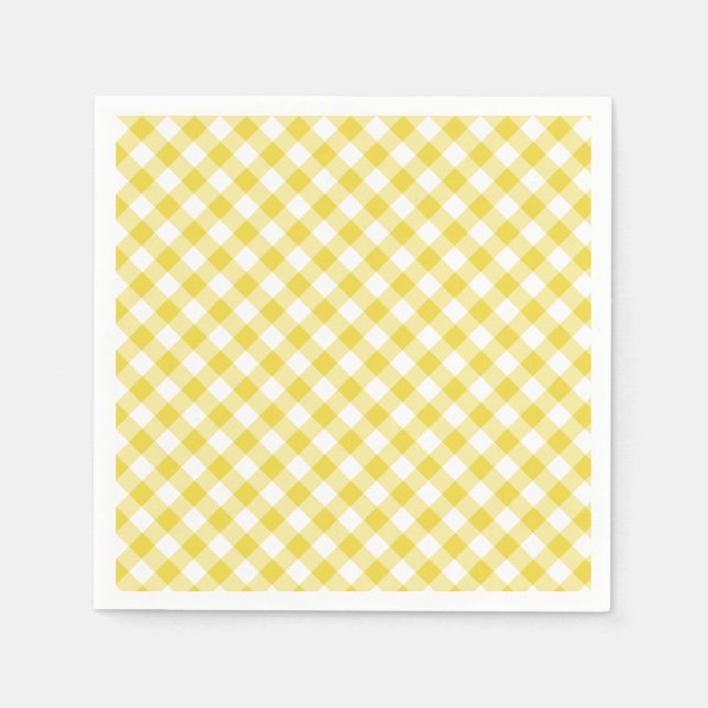 Serviette En Papier Retro Gingham Golden Yellow (Devant)