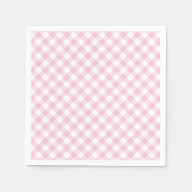 Serviette En Papier Retro Gingham Light Pink (Devant)