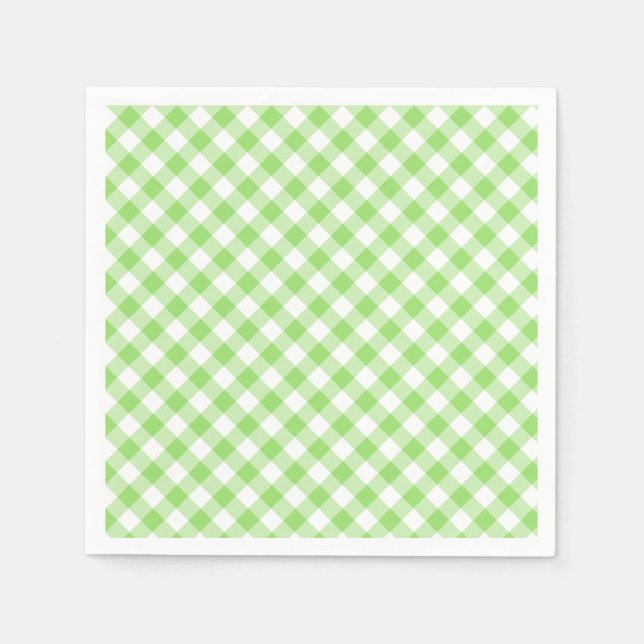 Serviette En Papier Retro Gingham Spring Green (Devant)