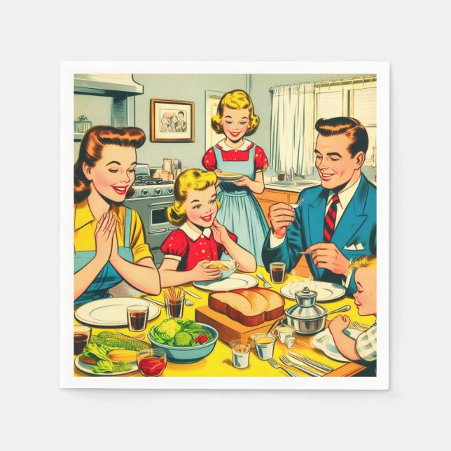 Serviette En Papier Retro Happy Family Comics (Devant)