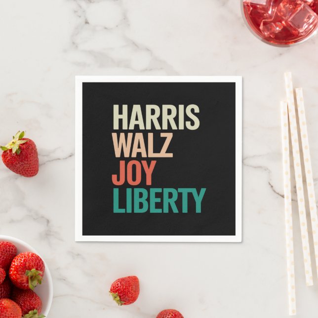 Serviette En Papier Retro Harris Waltz 2024 Harris Walz Joy Liberty (En situation)