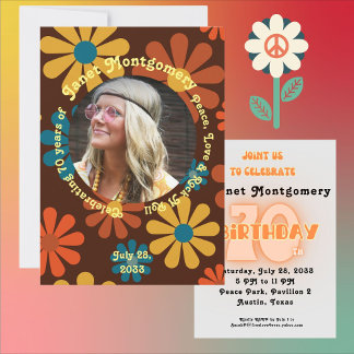 Serviette En Papier Retro Hippie Sunrise Peace 70ème Photo Anniversair