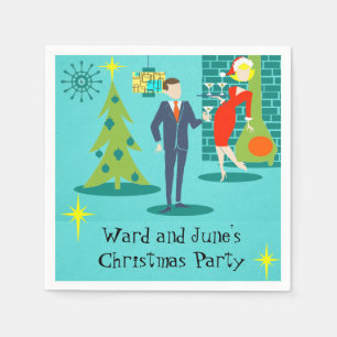 Serviette En Papier Retro Holiday Cartoon Couple Cocktail Serviettes