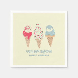 Serviette En Papier Retro Ice Cream Cone 60e Anniversaire Custom