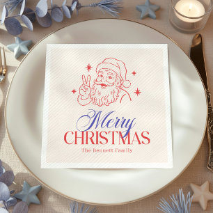 Serviette En Papier Retro Joyeux Noël Père Noël