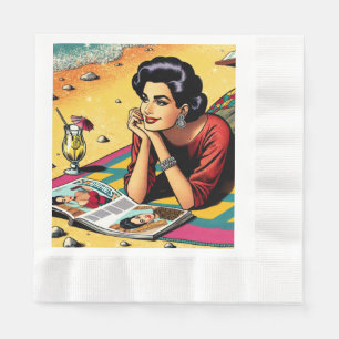 Serviette En Papier Retro Lady at Beach Daydreabout Fashion