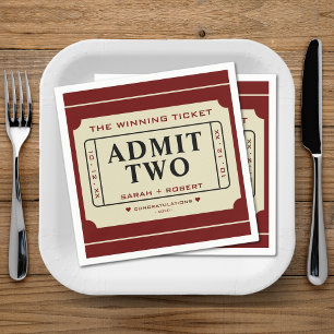Serviette En Papier Rétro Le Billet Gagnant Admettre Deux Mariages