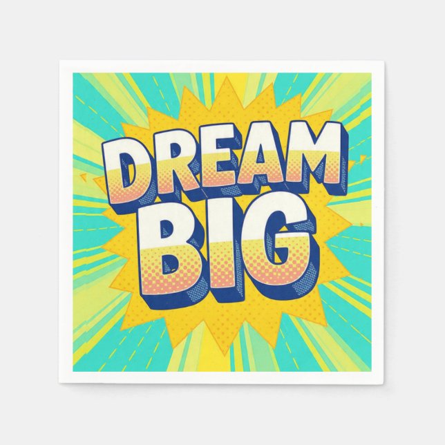 Serviette En Papier Retro lettering dream big text (Devant)