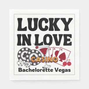 Serviette En Papier Retro Lucky In Love Vegas Enterrement de Vie de Je