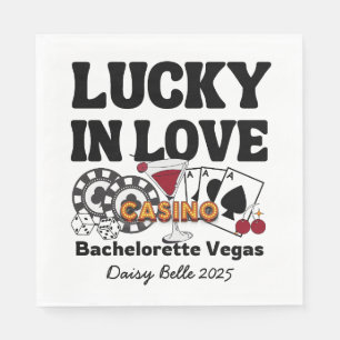 Serviette En Papier Retro Lucky In Love Vegas Enterrement de Vie de Je