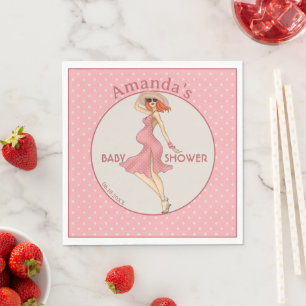 Serviette En Papier Retro Maman Redhead 2 Baby shower Party