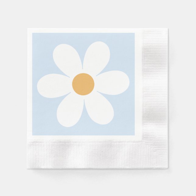 Serviette En Papier Retro marguerite boho bleu (Devant)