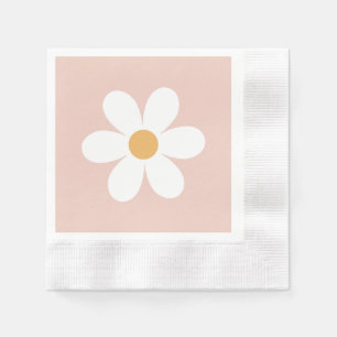Serviette En Papier Retro marguerite rose bohème