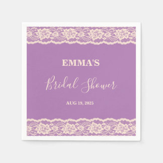Serviette En Papier Retro mariage violet dentelle 